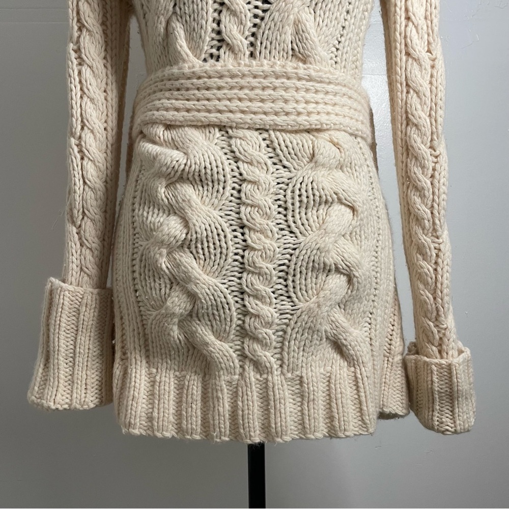 Abercrombie & Fitch Vintage Cream Lamb’s Wool Button Down Cable Knit Sweater - Picture 10 of 11